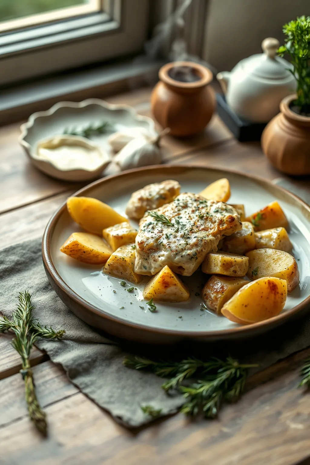 Creamy Garlic Chicken and Potatoes Recipe
